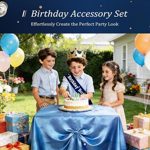 Birthday Boy King Crown Party Set, Birthday Boy Crown Hat, Decorations, Sash, Pin Accessory for Photo Props and Decorations at Boys' Theme Party in Saudi Arabia