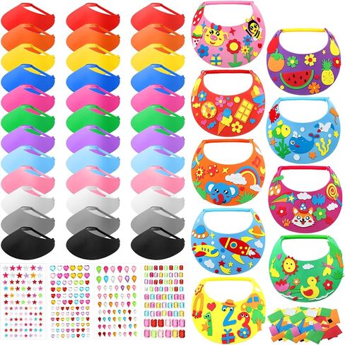 152 Pcs DIY Foam Visors for Outdoor Activities with Summer Party Crafts and Stickers Assorted Color Sun Visor Foam Hats for Hawaiian Under The Sea Party Supplies in Kuwait