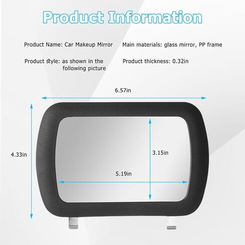 Car Sun Visor Vanity Mirror, Clip-on Vehicle Sun Shading Cosmetic Makeup Mirror, HD Automotive Interior Vanity Looking Glass for Women Girls, Universal for SUV RV Truck in Kuwait