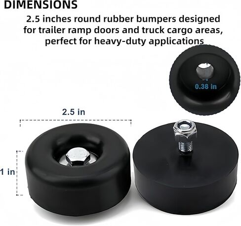5Pcs 2.5 Inches Round Trailer Ramp Door Rubber Bumpers Stops, fit for Trailer Door Bumper, Air Compressors, Pumps,Generators, Pressure Washers, with Screw Kits in Saudi Arabia