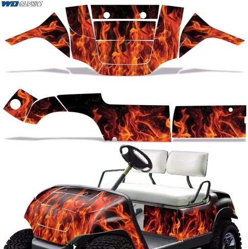 Golf Cart Graphics kit Sticker Decal Compatible with Yamaha 1995-2006 - Natural Flames in Saudi Arabia