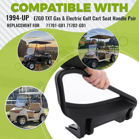 مقابض مقعد زوج KUAFU متوافقة مع 1994-Up EZGO TXT الغاز والمركبات الكهربائية استبدال مسند الذراع لـ 71701-G01 71702-G01 البلاستيك الأسود (PP) in Kuwait