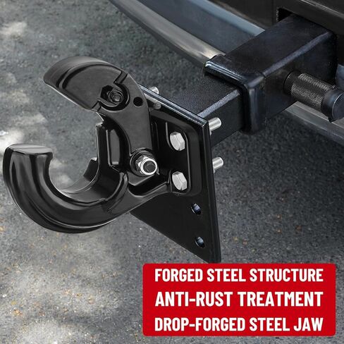 Pintle Hook Hitch 66,000 lbs, Fits 2-1/2 to 3-Inch Lunette Ring Pintle Hitch Receiver, Forged Steel Structure, Anti Corrosion and Anti Rust Coating in Kuwait