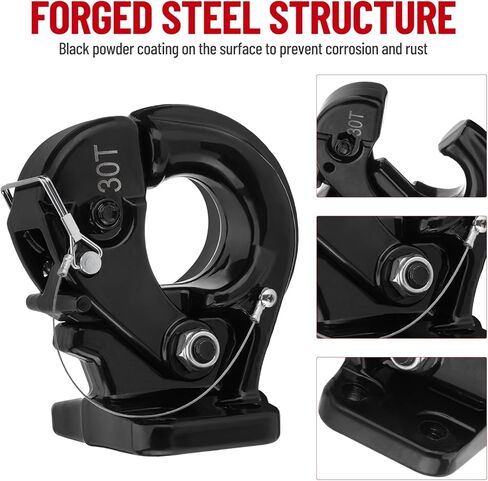 Pintle Hook Hitch 66,000 lbs, Fits 2-1/2 to 3-Inch Lunette Ring Pintle Hitch Receiver, Forged Steel Structure, Anti Corrosion and Anti Rust Coating in Kuwait