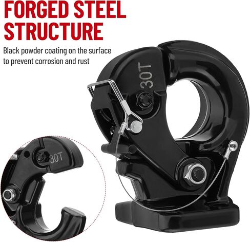 Pintle Hook Hitch 66,000 lbs, Fits 2-1/2 to 3-Inch Lunette Ring Pintle Hitch Receiver, Forged Steel Structure, Anti Corrosion and Anti Rust Coating in Kuwait