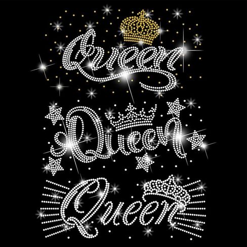 SUPERDANT 3PCS Queen and Crown Iron on Rhinestones Transfer Girl Bling Iron-on Decals T Shirt Crystal Heat Transfer Hot Fix Stickers Clothing Repair Crystal Patch for Clothing Bags DIY Craft in Kuwait