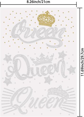 SUPERDANT 3PCS Queen and Crown Iron on Rhinestones Transfer Girl Bling Iron-on Decals T Shirt Crystal Heat Transfer Hot Fix Stickers Clothing Repair Crystal Patch for Clothing Bags DIY Craft in Kuwait