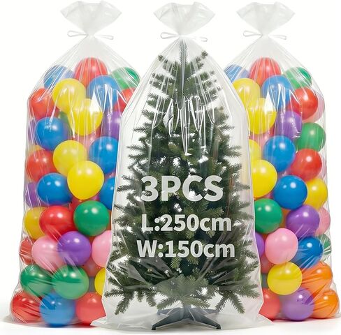 Zplontya 3 Pack Extra Large Balloon Bags for Transport – 98.4 x 59 Inches Reusable Clear Plastic Bags for Balloon Storage, Christmas Tree Storage, Party Supplies & More in Saudi Arabia