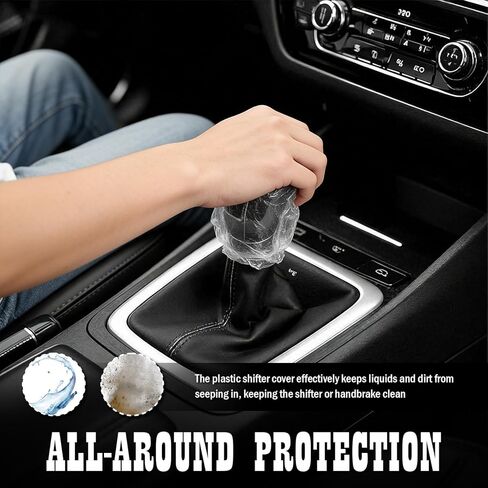 100PCS Disposable Car Gear Shift Cover,Plastic Gear Shift Knob Cover for Anti-Dust & Waterproof Protection,Universal Stick Shifts Covers Car Accessories Interior with Elastic Band in Kuwait