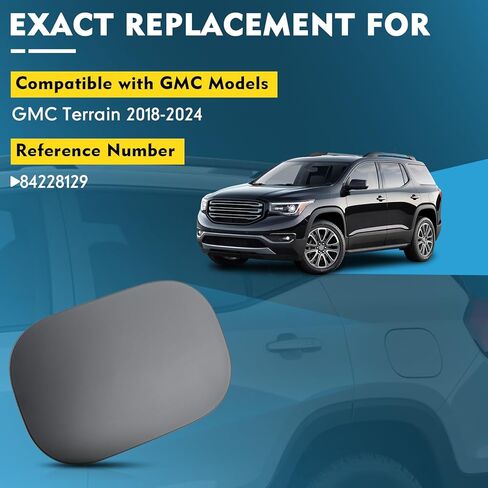 Fuel Tank Filler Door Gas Tank Outer Flap Cover Compatible with GMC Terrain 2018-2024 (SLE, SLT, AT4, Denali), Replacement Gas Tank Door Cover Assembly Replaces 84228129, Unpainted Black ABS Surface in Kuwait
