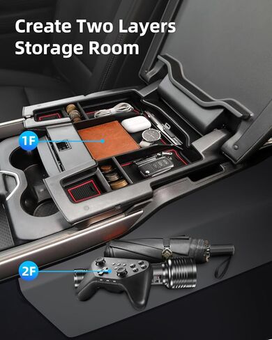 Center Console Organizer for 5th Gen 2026 2025-2019 Ram 1500 2500 3500(Full Console w/Bucket Seats Only), ABS Storage Box, Middle Console Tray Organizer, Insert Container Pallet-Red in Kuwait