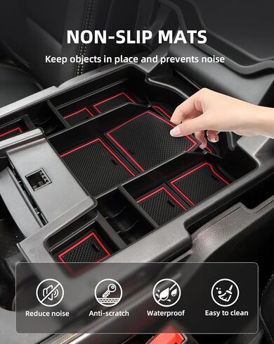 Center Console Organizer for 5th Gen 2026 2025-2019 Ram 1500 2500 3500(Full Console w/Bucket Seats Only), ABS Storage Box, Middle Console Tray Organizer, Insert Container Pallet-Red in Kuwait