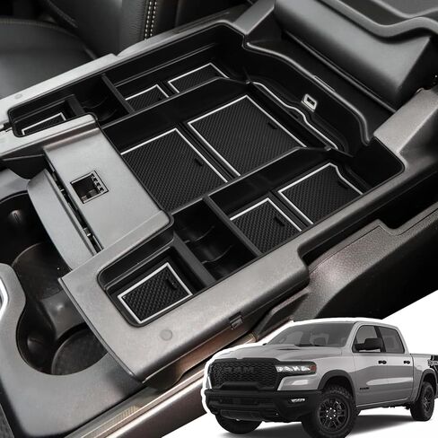 Center Console Organizer for 5th Gen 2026 2025-2019 Ram 1500 2500 3500(Full Console w/Bucket Seats Only), ABS Storage Box, Middle Console Tray Organizer, Insert Container Pallet-Red in Kuwait