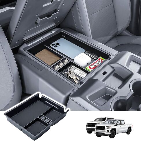 Floor Console Organizer for 2019-2026 Chevy Silverado/GMC Sierra 1500, 2020-2026 Silverado/Sierra 2500HD 3500HD Jump Seat Accessories Large-Capacity Hanging Tray(for Split-Bench Folding Seat Only) in Saudi Arabia