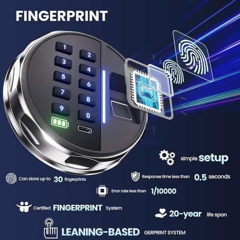 Grimtron 𝟐𝟎 𝐋𝐁 Smart Biometric Safe with Fingerprint Lock, Silent Mode, Backlit Keypad and LED Light, Small Caja Fuerte 𝐆𝐢𝐟𝐭𝐬 𝐟𝐨𝐫 𝐅𝐚𝐭𝐡𝐞𝐫'𝐬 𝐃𝐚𝐲(9.84"H x 9.84"D x 13.78"W) in Saudi Arabia