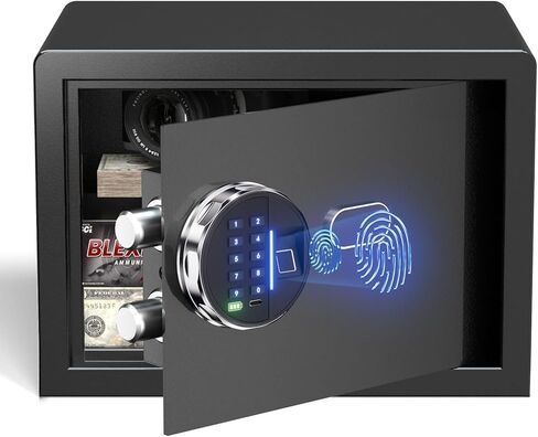 Grimtron 𝟐𝟎 𝐋𝐁 Smart Biometric Safe with Fingerprint Lock, Silent Mode, Backlit Keypad and LED Light, Small Caja Fuerte 𝐆𝐢𝐟𝐭𝐬 𝐟𝐨𝐫 𝐅𝐚𝐭𝐡𝐞𝐫'𝐬 𝐃𝐚𝐲(9.84"H x 9.84"D x 13.78"W) in Saudi Arabia