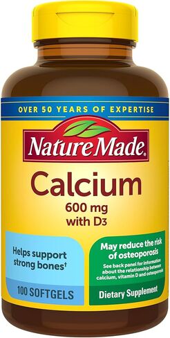 Nature Made Calcium 600 mg with Vitamin D3, Dietary Supplement for Bone Support, 100 Softgels in Saudi Arabia