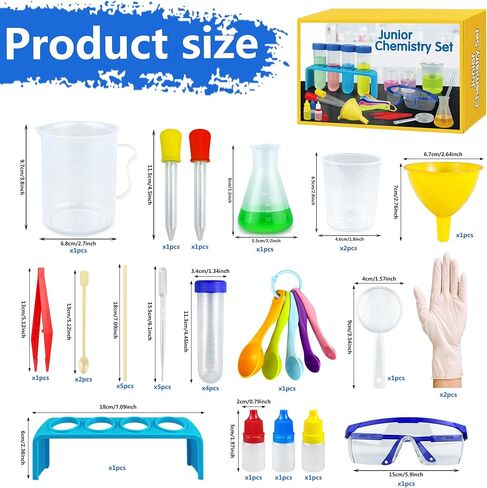 33PCS Lab Science Experiments for Girls and Boys Learning Kits for Junior Chemistry Beakers and Test Tubes Fun Experiments for Students Activities Science Project Classroom Gift for Curious Minds in Kuwait