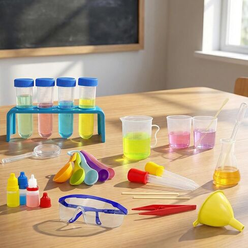 33PCS Lab Science Experiments for Girls and Boys Learning Kits for Junior Chemistry Beakers and Test Tubes Fun Experiments for Students Activities Science Project Classroom Gift for Curious Minds in Kuwait