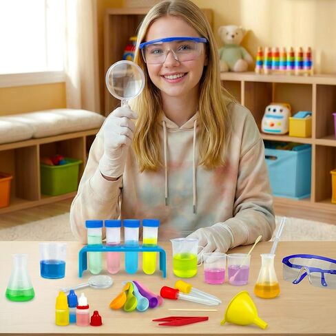 33PCS Lab Science Experiments for Girls and Boys Learning Kits for Junior Chemistry Beakers and Test Tubes Fun Experiments for Students Activities Science Project Classroom Gift for Curious Minds in Kuwait