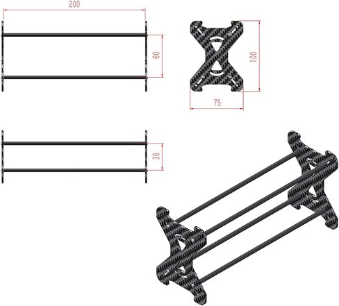 Extended Carbon Fiber 0.7" 1.0" 1.3" Aluminum Wheel Tires Rack for 1/18 1/24 1/30 1/32 RC Crawler Car Upgrades in Kuwait