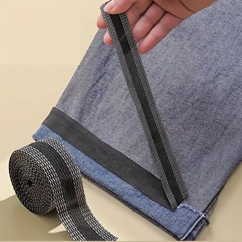 Self-Adhesive Trouser Hem Tape 5m Roll No Sew Iron On Cutting Free Hemming for Jeans Pants DIY Shorten Repair, Beige in Kuwait