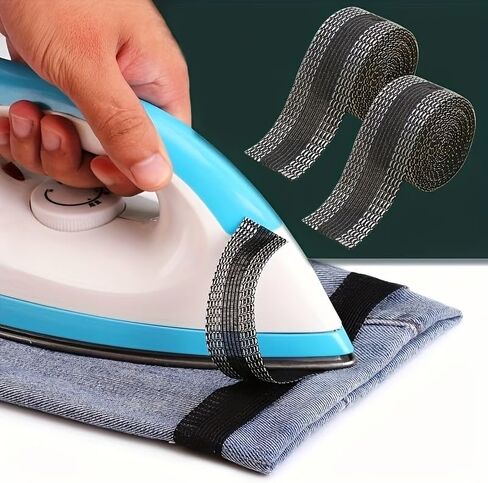 Self-Adhesive Trouser Hem Tape 5m Roll No Sew Iron On Cutting Free Hemming for Jeans Pants DIY Shorten Repair, Beige in Kuwait