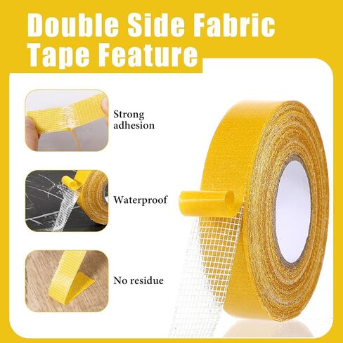 Double Sided Fabric Tape, Heavy Duty Double Sided Fabric Tape for Crafts, Adhesive Mounting Tapes for Clothes, Curtains, Carpet, Decorating (0.8inch, 66ft) in Kuwait
