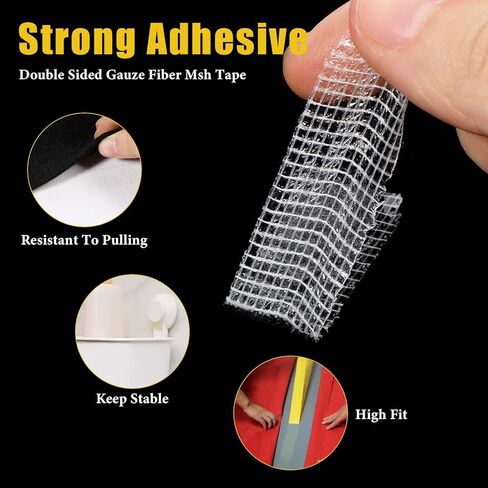 Double Sided Fabric Tape, Heavy Duty Double Sided Fabric Tape for Crafts, Adhesive Mounting Tapes for Clothes, Curtains, Carpet, Decorating (0.8inch, 66ft) in Kuwait