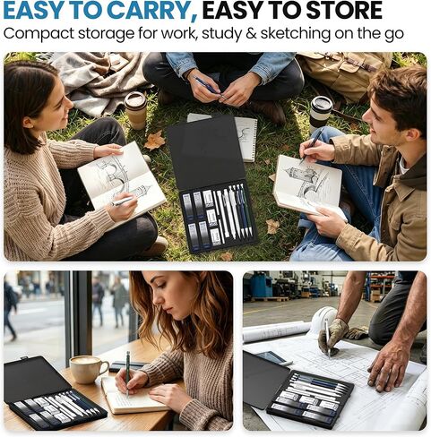 WUO 0.7mm Mechanical Pencil Set with Case, 4PCS Metal Mechanical Pencils with Eraser Pen, 480 HB Lead Refills, 3 Erasers, 11 Eraser Refills, Artist Drafting Pencils for Writing, Drawing, Sketching in Saudi Arabia