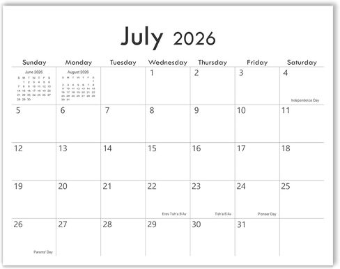 2026-2027 Calendar - 18 Monthly Calendar from July 2026 - December 2027, 8.5'' x 11'', 2026-2027 Small Wall Calendar, Twin-Wire Binding + Hanging Hook + Thick Paper in Saudi Arabia