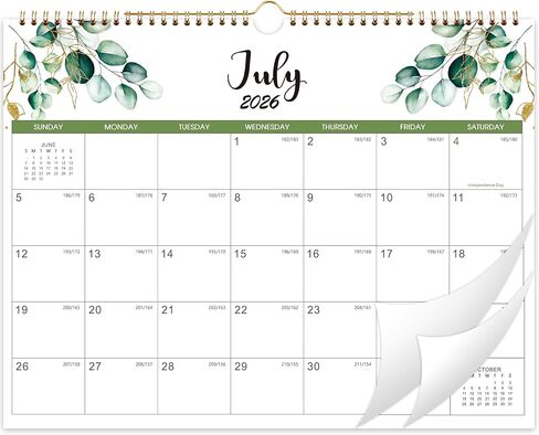 Calendar 2026-2027 - Wall Calendar 2026-2027-, 18 Month Calendar from Jul. 2026 -Dec. 2027, 14.6" x 11.4", Twin-Wire Binding, Hanging Hook, Holidays, Julian Dates, Thick Paper in Kuwait