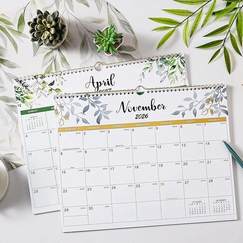 Calendar 2026-2027 - Wall Calendar 2026-2027-, 18 Month Calendar from Jul. 2026 -Dec. 2027, 14.6" x 11.4", Twin-Wire Binding, Hanging Hook, Holidays, Julian Dates, Thick Paper in Kuwait