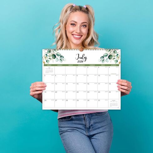 Calendar 2026-2027 - Wall Calendar 2026-2027-, 18 Month Calendar from Jul. 2026 -Dec. 2027, 14.6" x 11.4", Twin-Wire Binding, Hanging Hook, Holidays, Julian Dates, Thick Paper in Kuwait