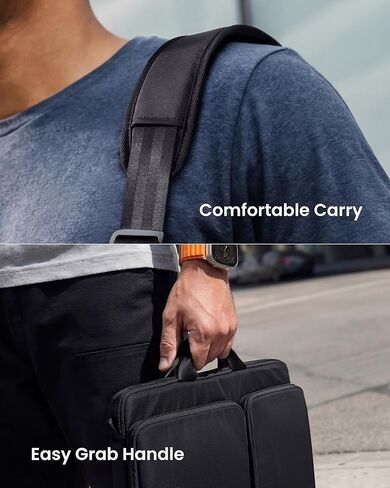 حقيبة كتف للكمبيوتر المحمول واقية 360 درجة من Tomtoc متوافقة مع جهاز Razer Blade Pro 17 الجديد، وHP Envy Laptop 17 بوصة، وDell Inspiron 17 3000، وASUS ROG Zephyrus S 17.3 بوصة، وحقيبة كمبيوتر محمول مع جيب للملحقات in Kuwait