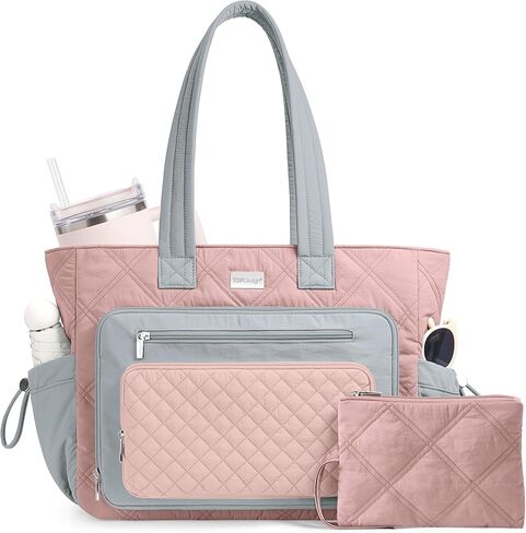 TOPDesign Puffer Laptop Bag for Women, Quilted Teacher Tote Nurse Work Briefcase, Computer Handbag with 40oz Cup Holder in Saudi Arabia
