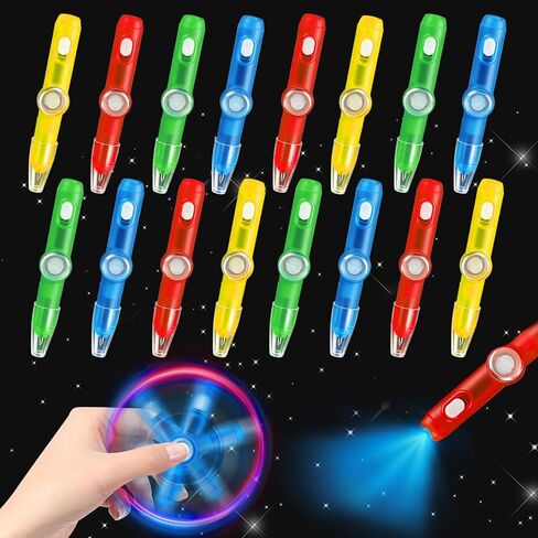 24PCS Glow Fidget Spinner Pens Party Favors for Kids 8-12 Goodie Bags Stuffers Classroom Kids Prizes Bulk Toys for Toddlers Light Up Spinning Pens Treasure Chest Birthday Back To School Return Gifts in Saudi Arabia