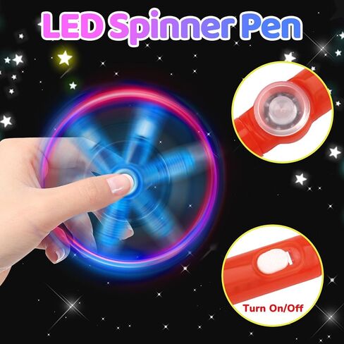 24PCS Glow Fidget Spinner Pens Party Favors for Kids 8-12 Goodie Bags Stuffers Classroom Kids Prizes Bulk Toys for Toddlers Light Up Spinning Pens Treasure Chest Birthday Back To School Return Gifts in Saudi Arabia