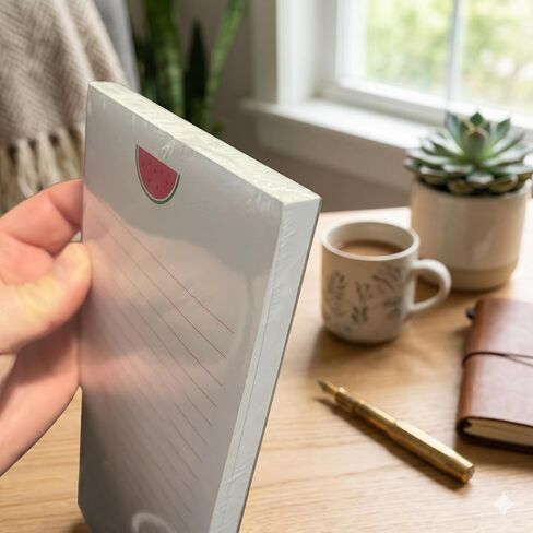 Magnetic Note Pad for Fridge - Grocery List Magnet Pad for Fridge Lined Notepad Cute 100 Sheet Chunky List Magnetic Notepads for Refrigerator Kitchen Memo Slim Notepad with Magnet Decorative Notebook in Kuwait