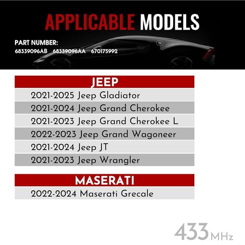 مستشعر نظام مراقبة ضغط الإطارات TPMS متوافق مع Jeep Gladiator Grand Cherokee Wagoneer Wrangler JT، استبدال 68339096AB 68339096AA 433Mhz، 4 قطع in Kuwait