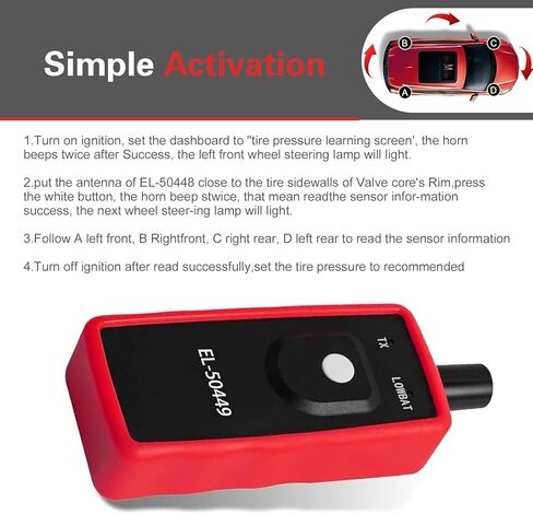 TPMS Relearn Tool, EL-50448 Tpms Reset Tool, Car Tire Pressure Monitor Sensor Activation Reset Tools, Universal for Most Auto, Sedan, SUV in Kuwait