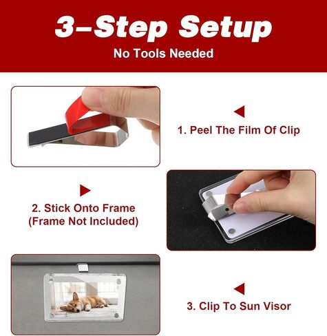 6 Pcs Garage Door Opener Holder, Visor Clips for Pictures Holder, Car Visor Fix for Custom Pictures, Stainless Steel Clips with Adhesive, Ideal for Car Home Office (Photo Frames Not Included) in Kuwait