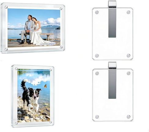 4 Packs Car Visor Photo Clip, 2.4x3.5 Inch Magnetic Car Photo Holder, Clear Acrylic Car Visor Picture Frame Personalized Gifts for Family Pets Photos, Heat-Resistant Sun Visor Car Picture Holder for All Cars SUVs Trucks in Saudi Arabia
