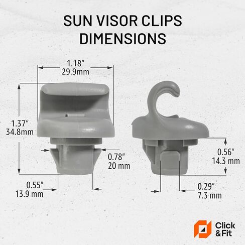 ClicknFit Sun Visor Clip Hook Retainer متوافق مع Nissan Sentra Leaf Kicks Juke 350Z Versa Note، Infiniti G35 FX35 FX45 2003-2024 رمادي - حامل دعامة قناع 96409-1KA0A in Kuwait