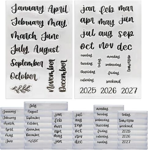 Journal Planner Stamps - Calligraphy by Rylee Autumn (Months, Abbreviated Months & Days with Clear Blocks 76 pc Bundle) in Saudi Arabia