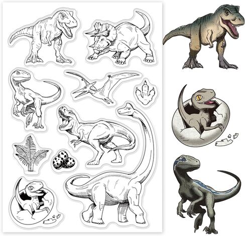 1 Sheet PVC Plastic Clear Stamps, Dinosaur Pattern Silicone Stamp, Silicone Transparent Rubber Stamp for DIY Scrapbooking Photo Album Decorative Cards Making, 6.3x4.33x0.12inch in Kuwait