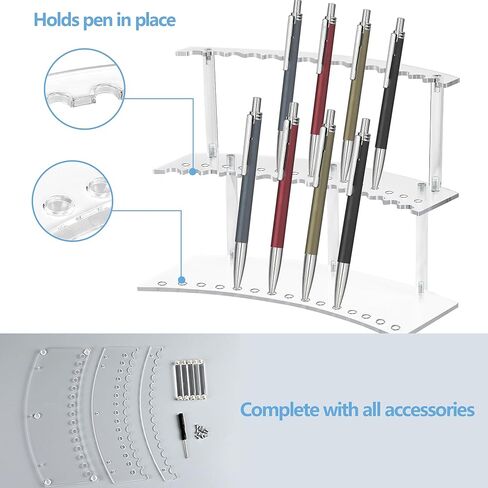 30-Slot Acrylic Pen & Makeup Brush Organizer Holder - 2 Tier Detachable Display Stand for Pens, Pencils, Brushes, Office, School, Home, or Store Display in Saudi Arabia