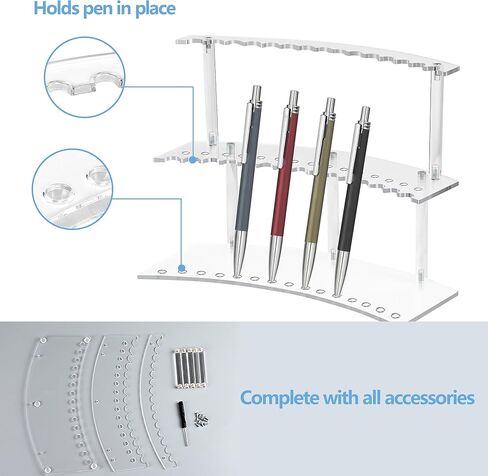 30-Slot Acrylic Pen & Makeup Brush Organizer Holder - 2 Tier Detachable Display Stand for Pens, Pencils, Brushes, Office, School, Home, or Store Display in Saudi Arabia