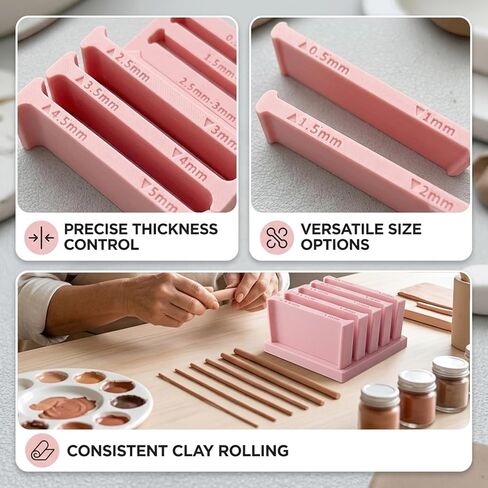 Polymer Clay Thickness String Roller Tool, Professional Polymer Clay Roller with Precise Thickness Control, Pottery Teaching Rolling Mud Stick Guide Tools for DIY Crafts and Jewelry Making in Saudi Arabia