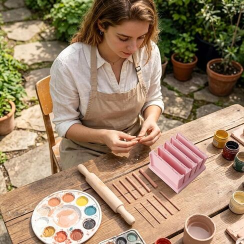 Polymer Clay Thickness String Roller Tool, Professional Polymer Clay Roller with Precise Thickness Control, Pottery Teaching Rolling Mud Stick Guide Tools for DIY Crafts and Jewelry Making in Saudi Arabia